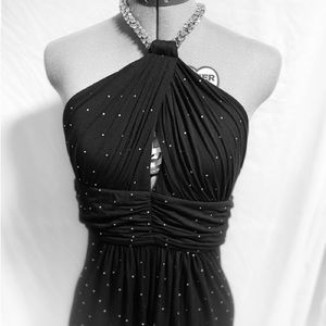 NWT Sky Black Halter dress with crystals